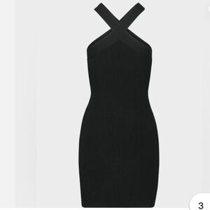 Babaton Black Cross-Strap Mini Dress